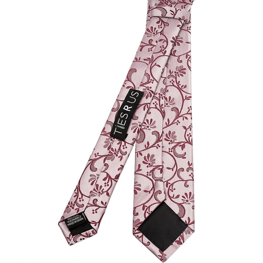 Burgundy Floral Skinny Boys Tie