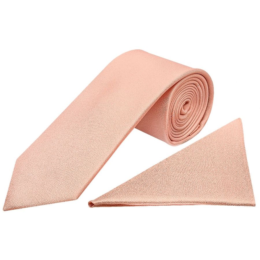 Plain Rose Quartz Silk Classic Men's Tie and Pocket Square Set