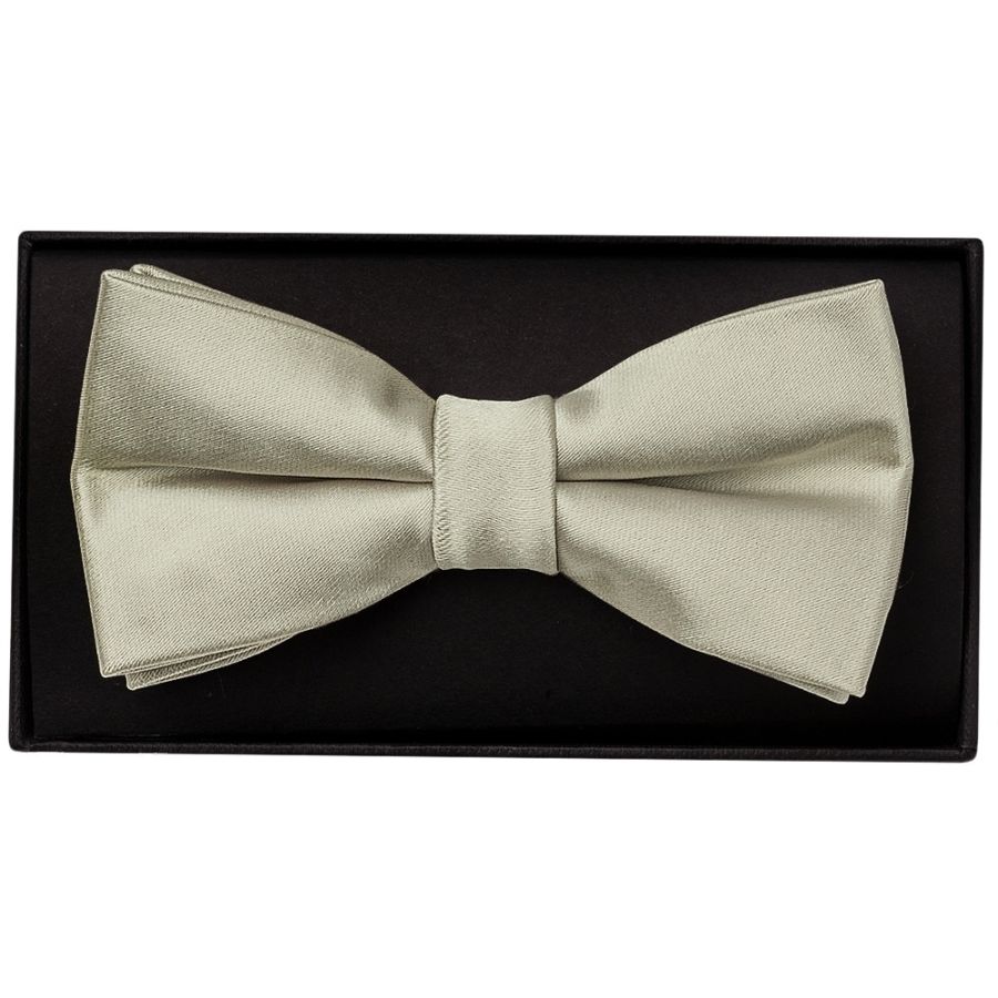 Plain Dusty Sage Satin Handmade Mens Bow Tie and Pocket Square Set