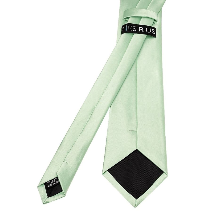 Pale Mint Satin Classic Mens Tie and Pocket Square Set