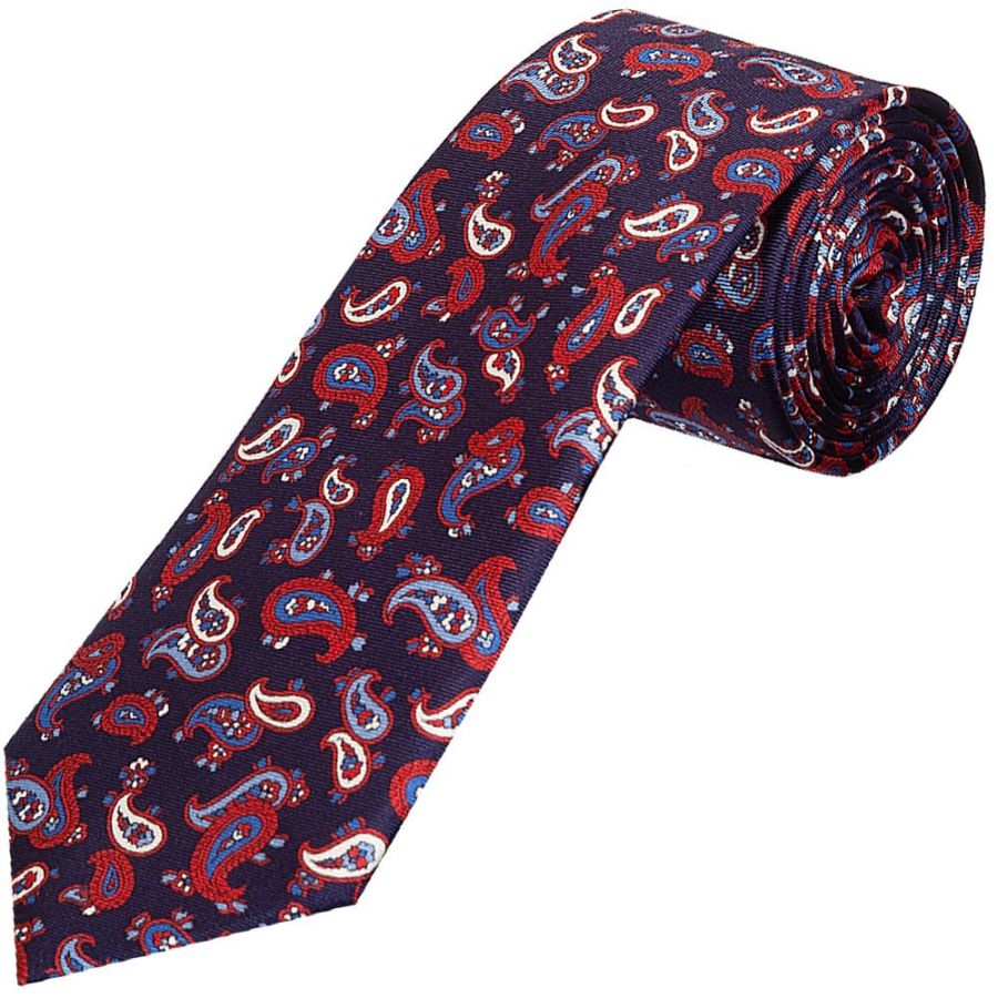 Navy with Red Mini Paisley Classic Men's Tie