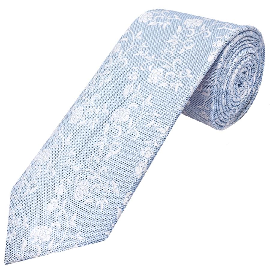 Sky Blue and White Floral Classic Men's Tie