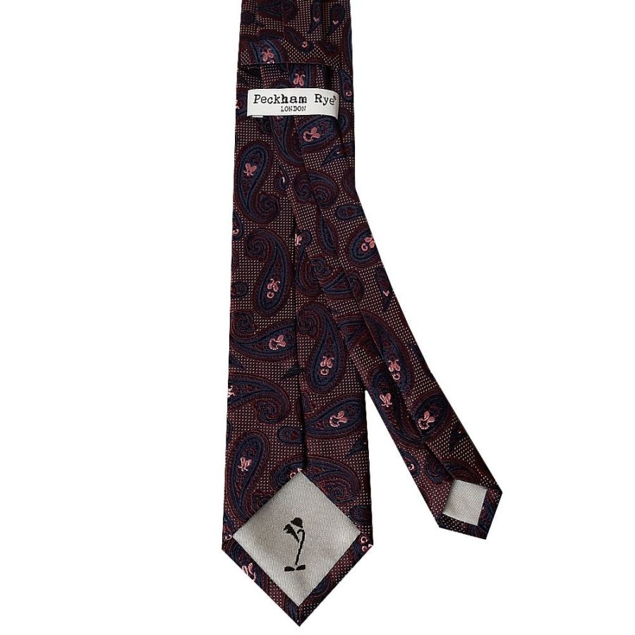 Burgundy Mini Paisley Classic Men's Silk Tie