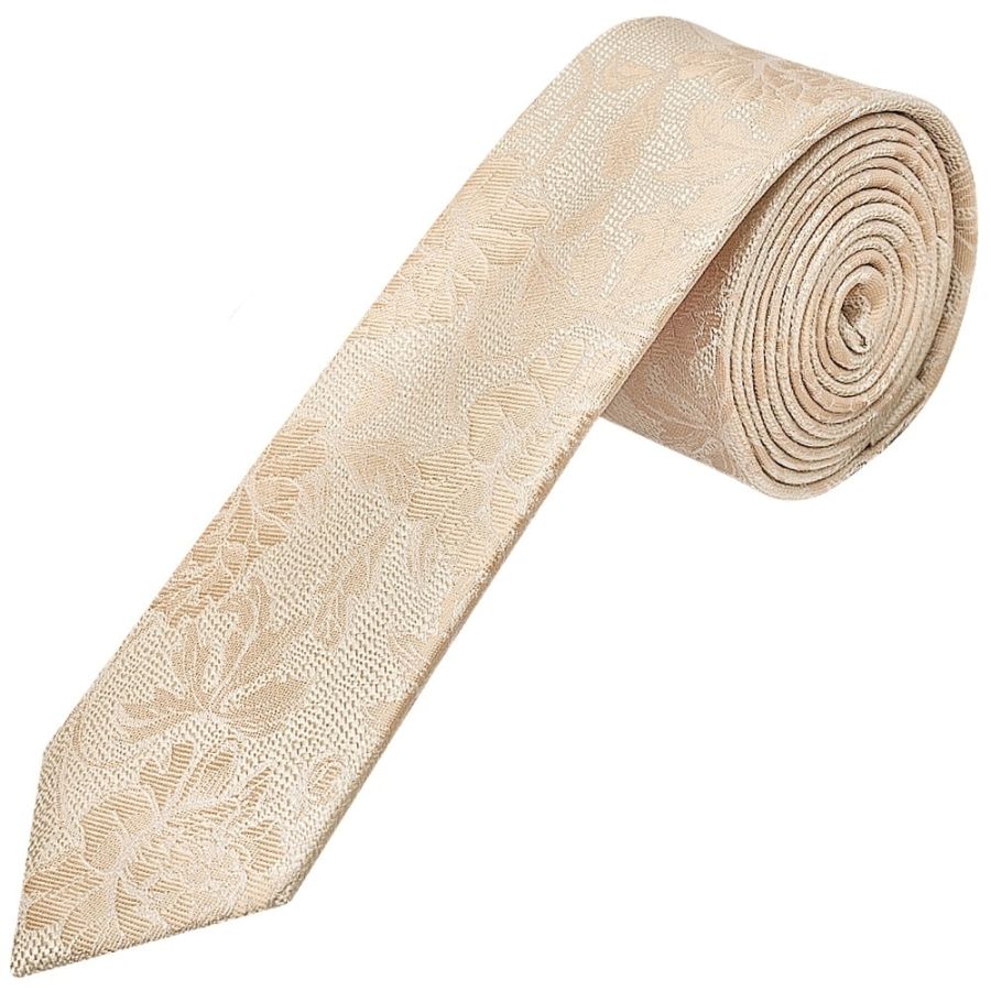 Gold Flower Skinny Men's Tie and Pocket Square Set