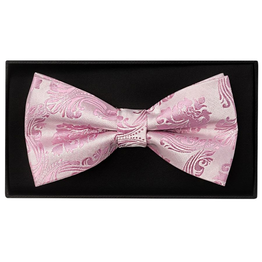 Dusty Pink Paisley Handmade Mens Bow Tie