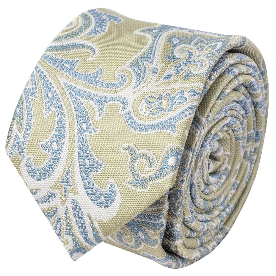 Green and Blue Paisley Skinny Men's Tie and Pocket Square Set