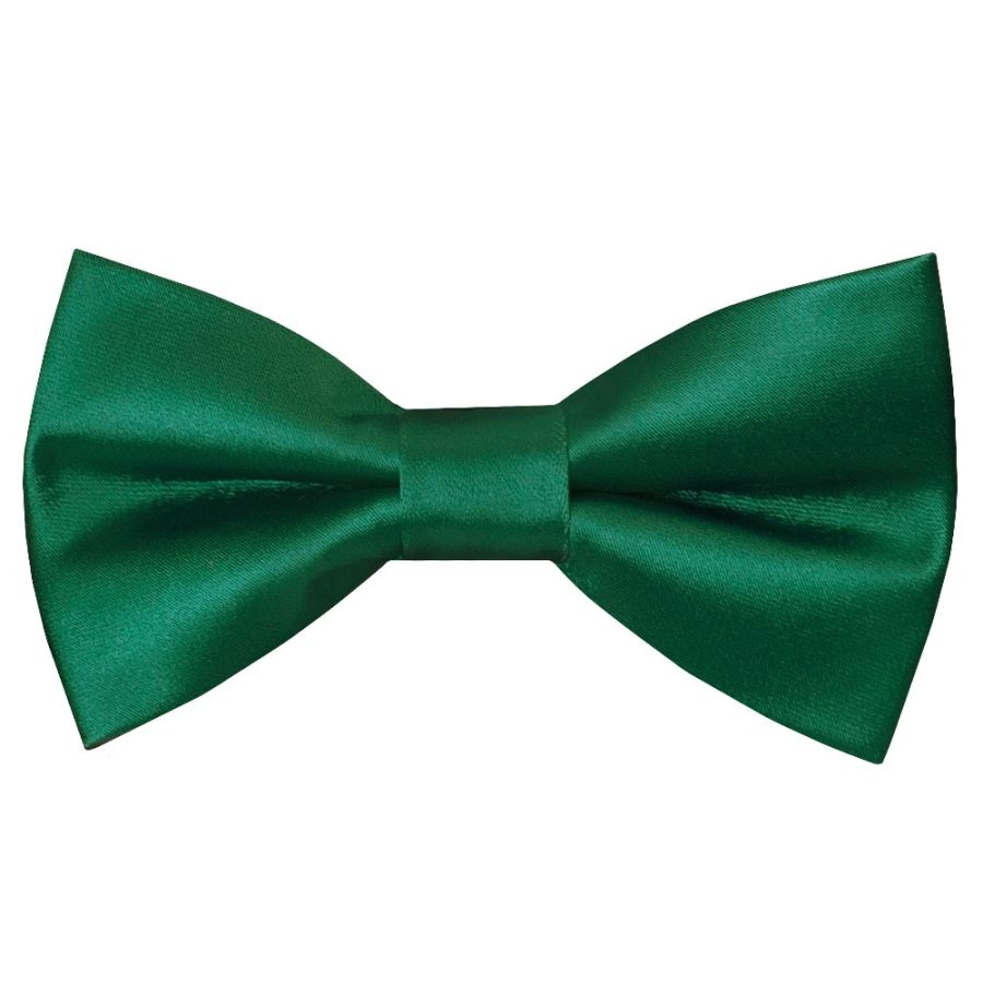 Pre Tied Forest Green Satin Boys Bow Tie Age 4-7