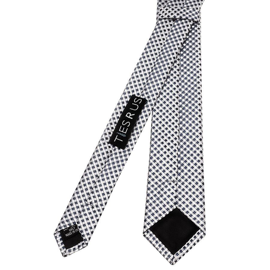 Silver Diamond Neat Skinny Men's Tie and Pocket Square Set