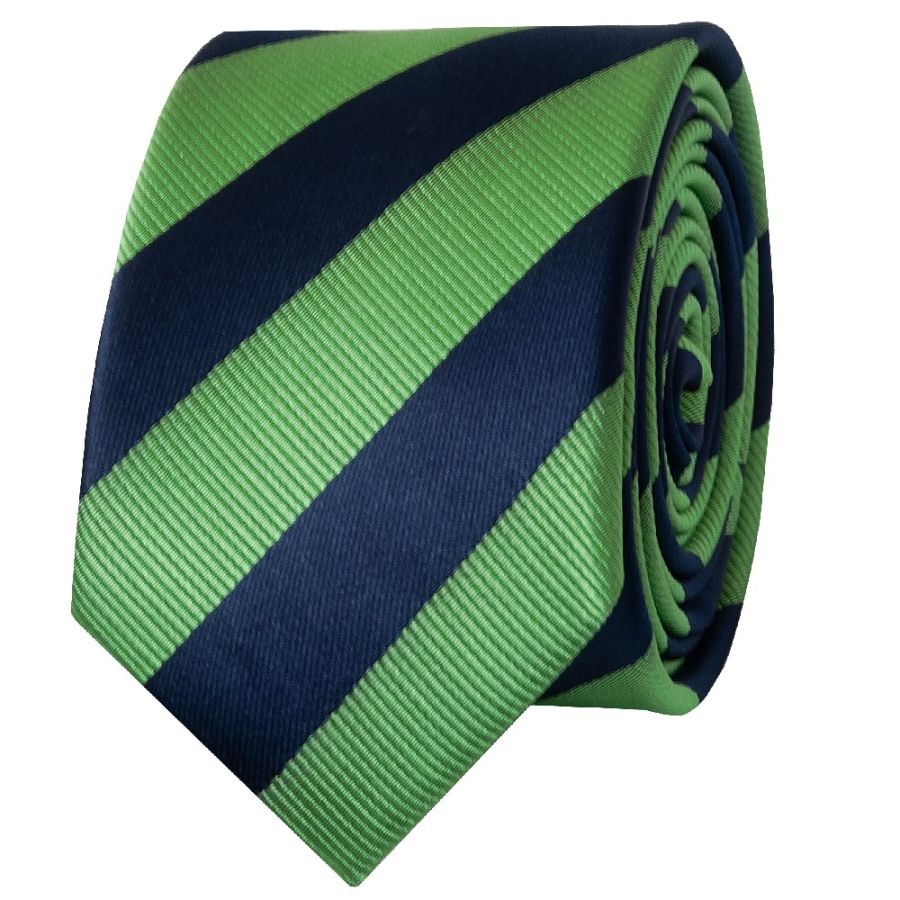 Navy and Lime Striped Skinny Men's Tie