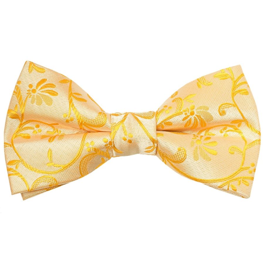 Pre Tied Bright Yellow Floral Boys Bow Tie Age 8-11