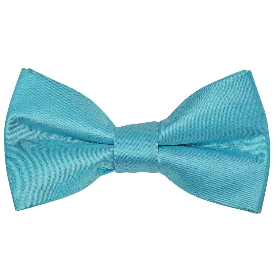 Pre Tied Turquoise Satin Boys Bow Tie Age 4-7