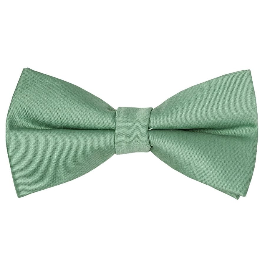 Pre Tied Plain Seagrass Satin Boys Bow Tie and Pocket Square Set 