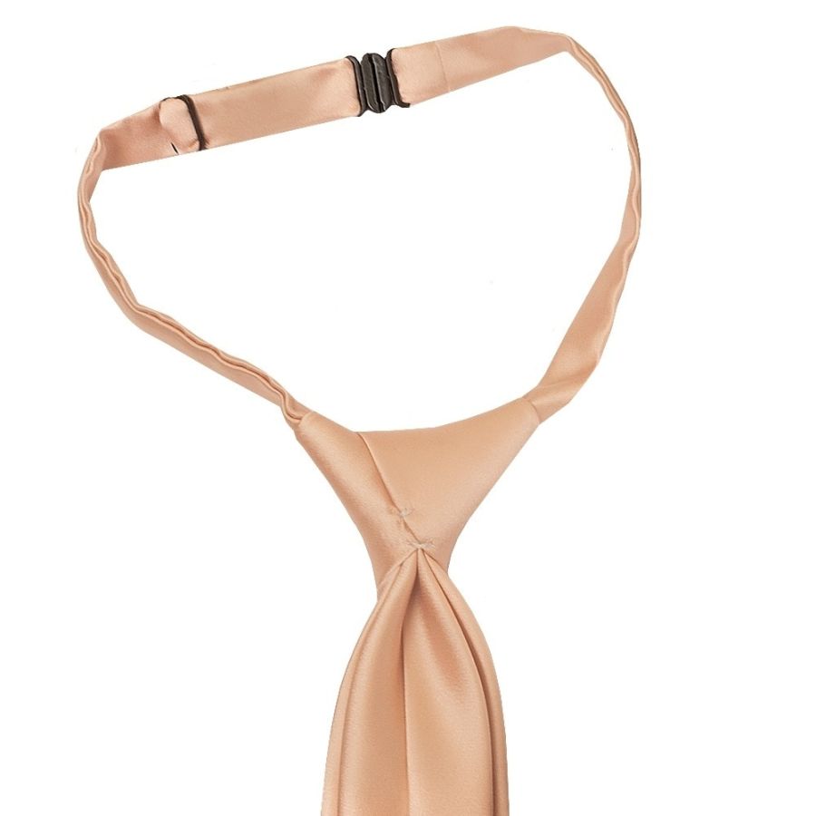 Pre Tied Nude Satin Boys Tie and Pocket Square Set Age 4-7