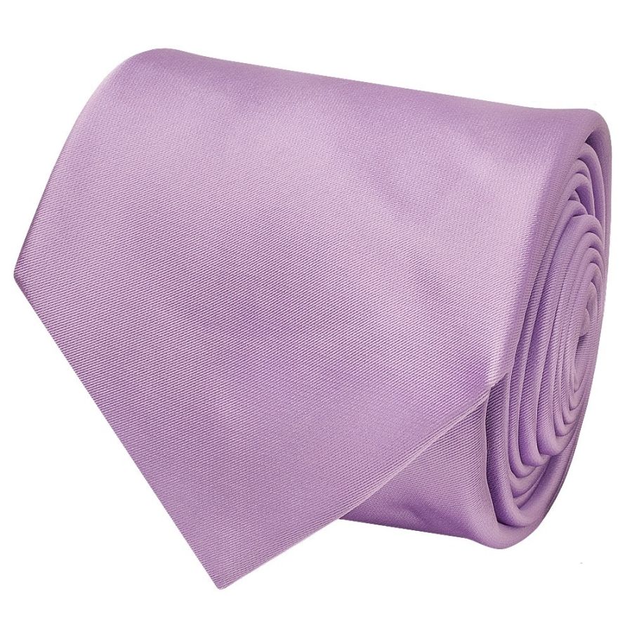 Plain Lilac Satin Classic Men's Tie and Pocket Square Set