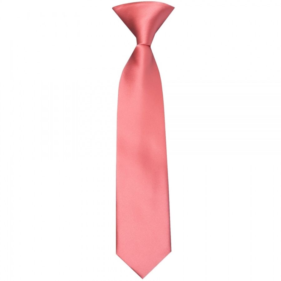 Pre Tied Light Coral Pink Satin Boys Tie and Pocket Square Set Age 4-7