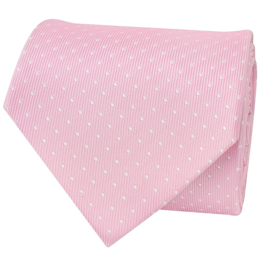Pink and White Polka Dot Classic Men's Tie