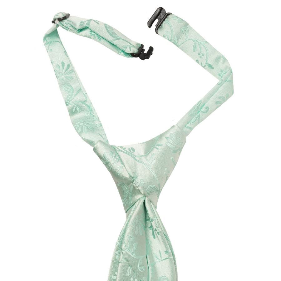 Pre Tied Mint Green Floral Boys Tie Age 4-7
