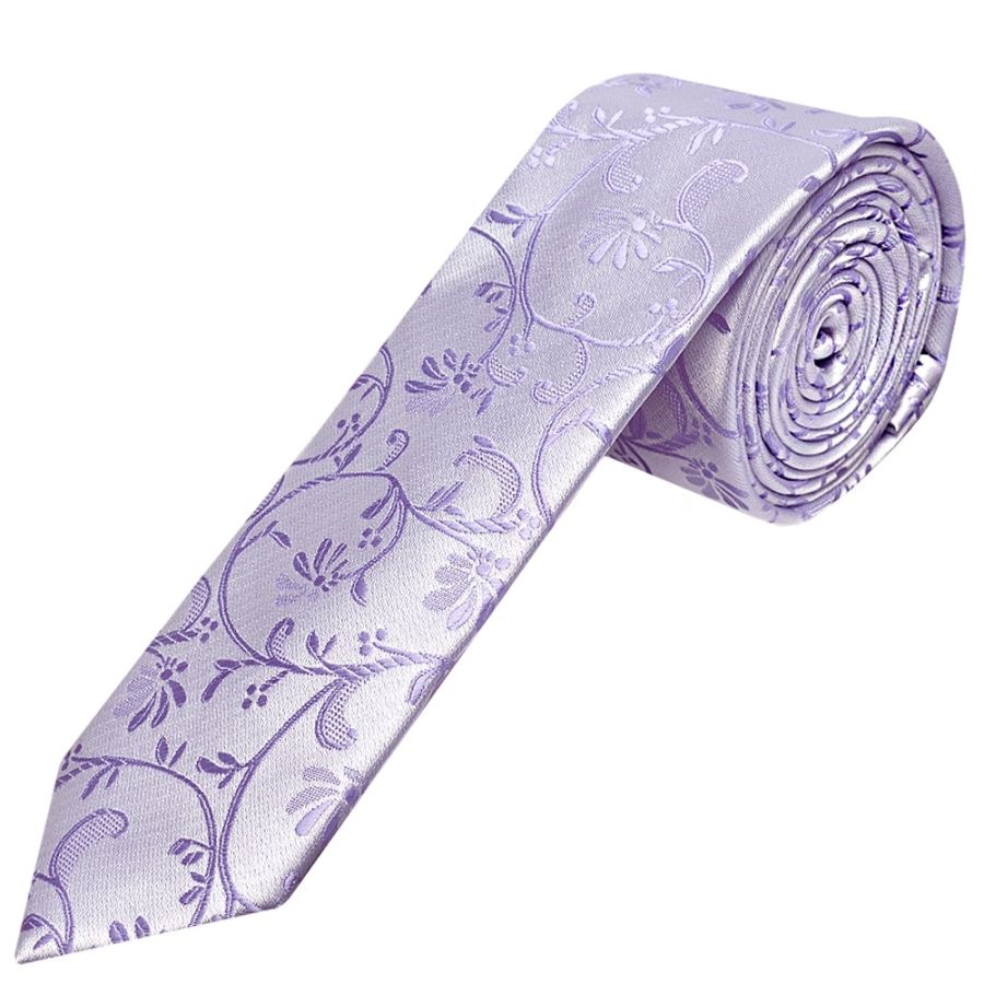 Lilac Floral Skinny Men's Tie
