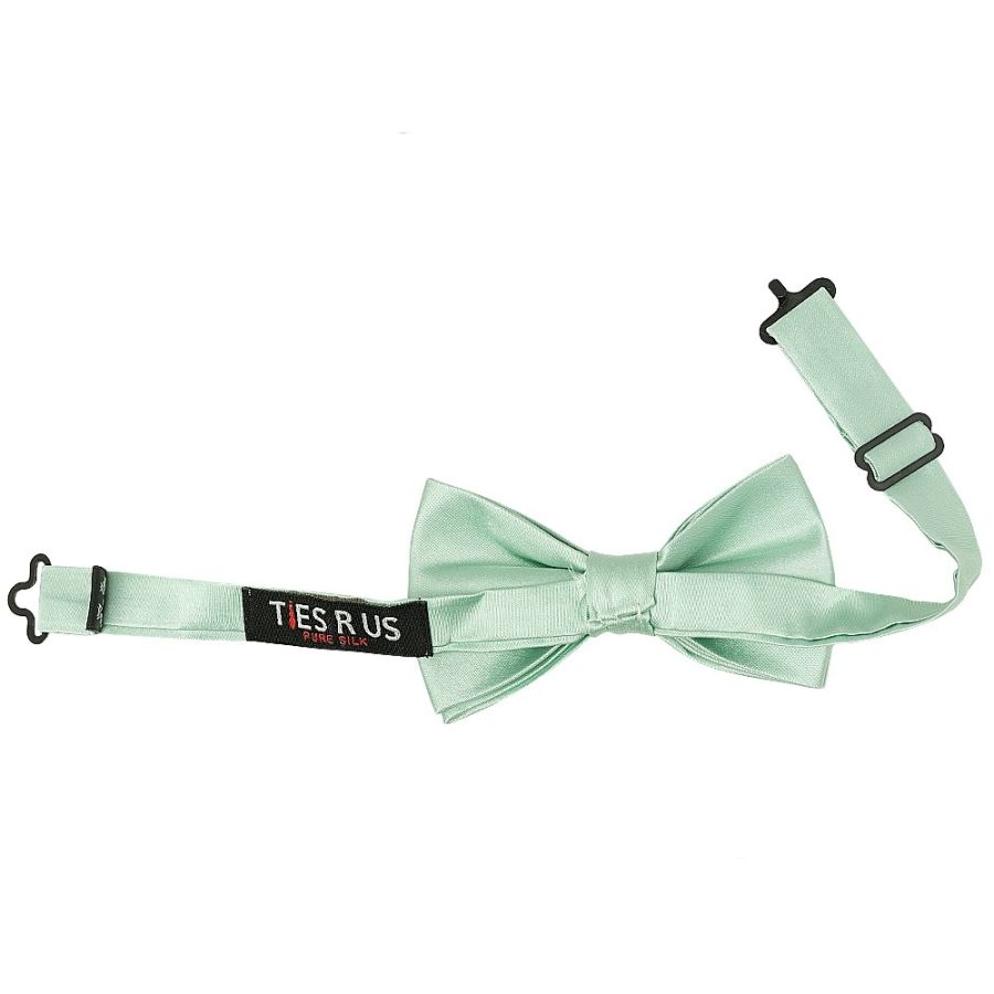 Pre Tied Moss Green Satin Silk Boys Bow Tie Age 8-11