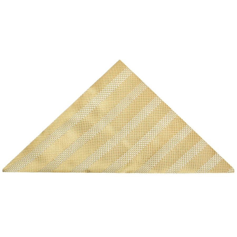 Mens Gold Textured Stripe Silk Classic Tie Pocket Square and Cufflinks Box Set