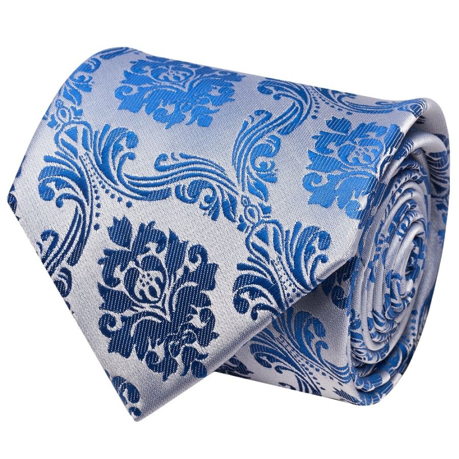 Royal Blue Paisley Classic Men's Tie and Pocket Square Set