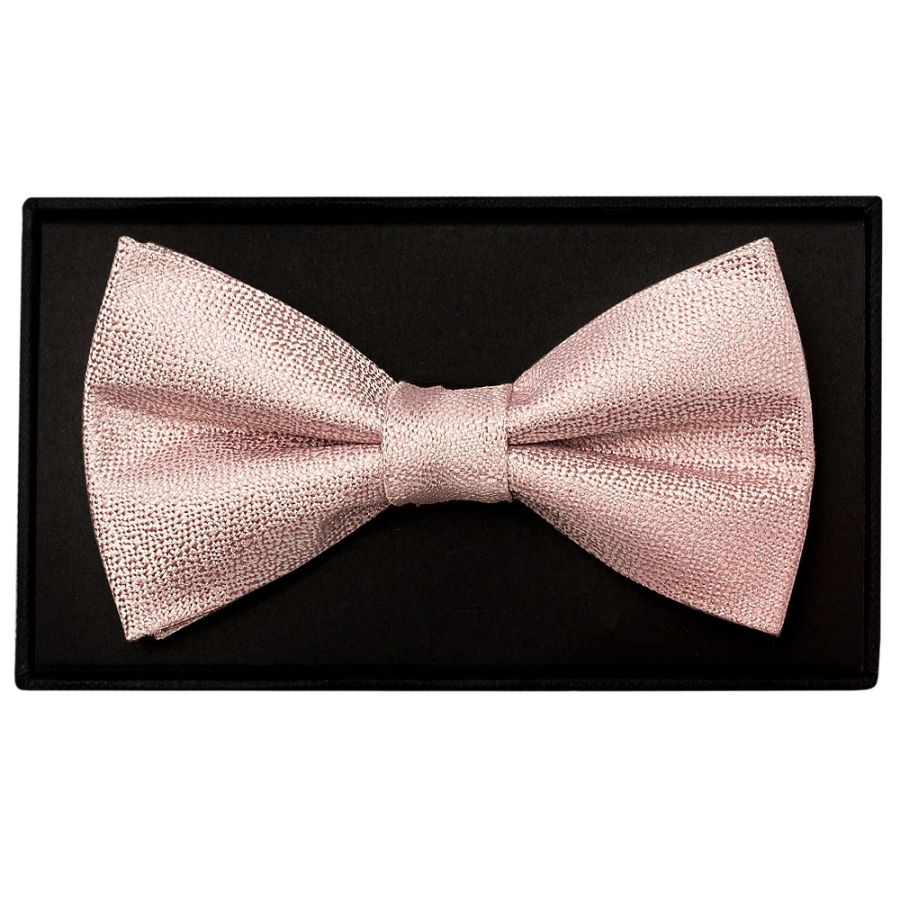 Plain Rose Gold Textured Silk Mens Bow Tie