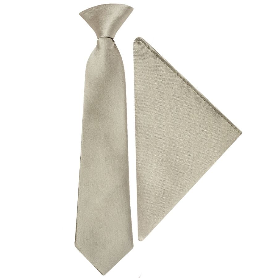 Pre Tied Dusty Sage Satin Boys Tie and Pocket Square Set Age 4-7