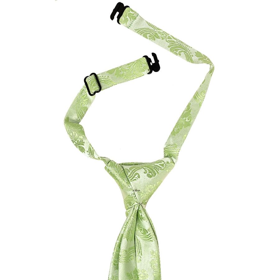 Pre Tied Sage Green Paisley Boys Tie Age 4-7