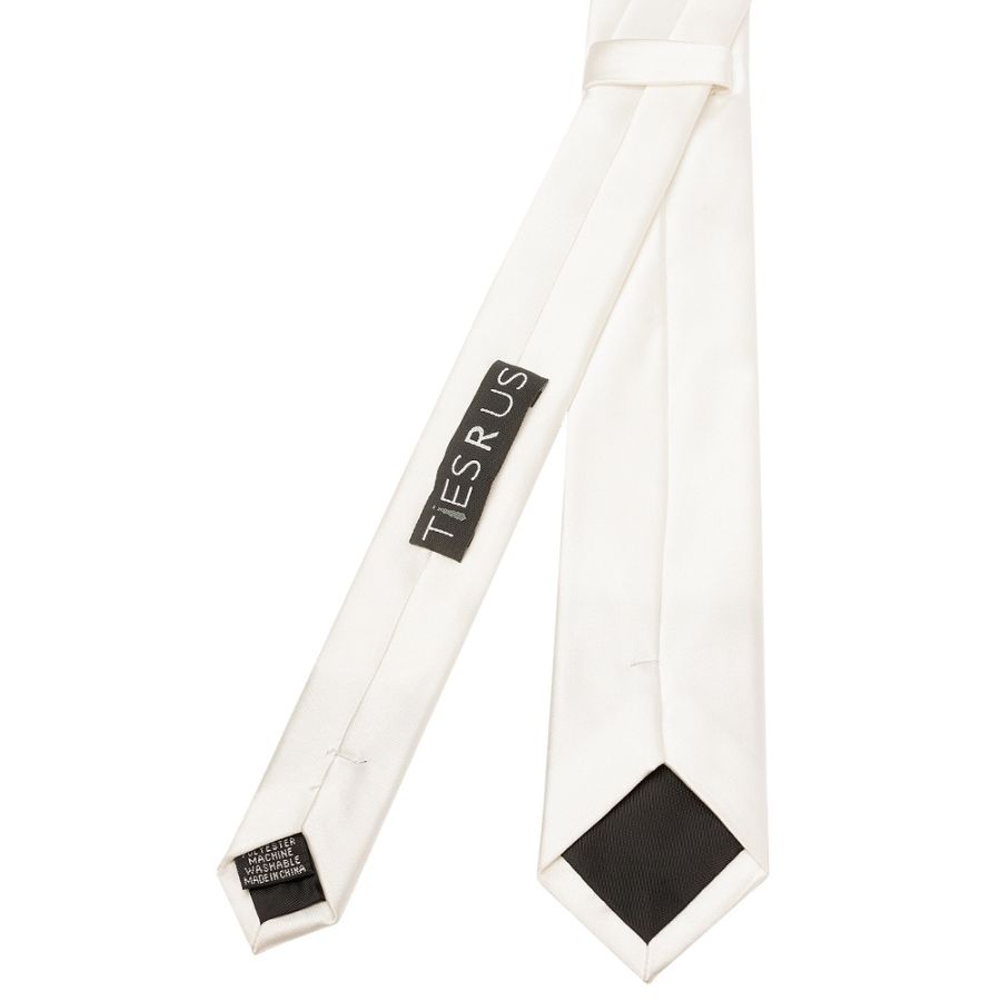 Plain White Satin Skinny Men's Tie