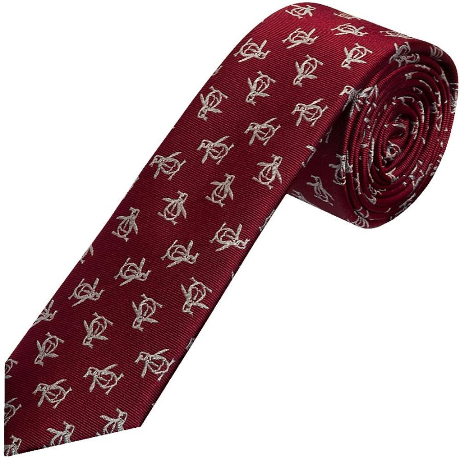 Burgundy Logo Skinny Men's Silk Tie