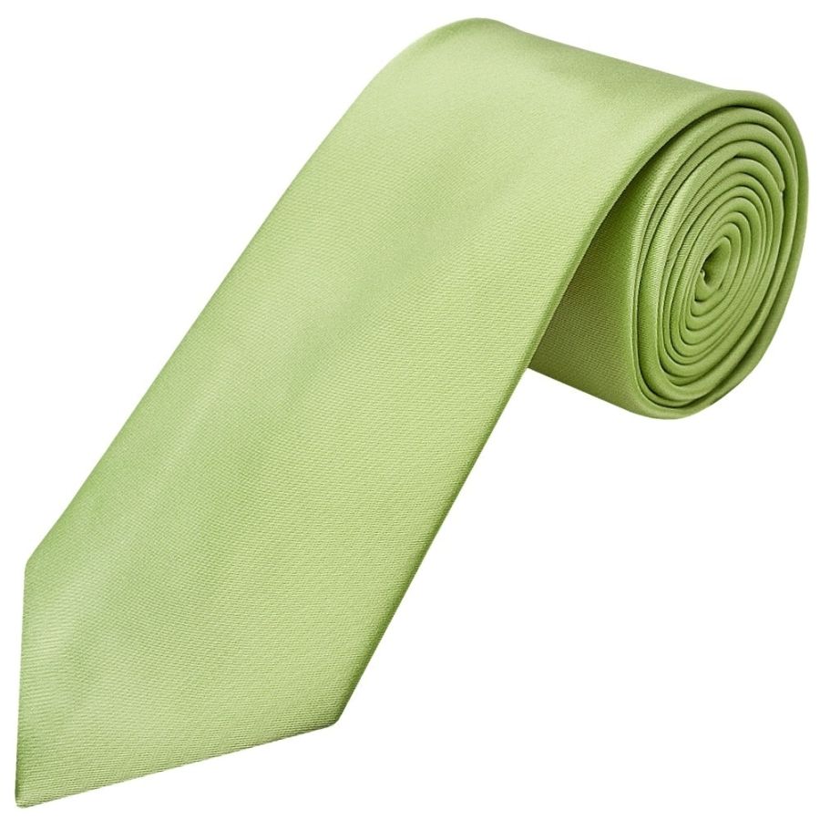 Plain Light Sage Satin Classic Mens Tie and Pocket Square Set