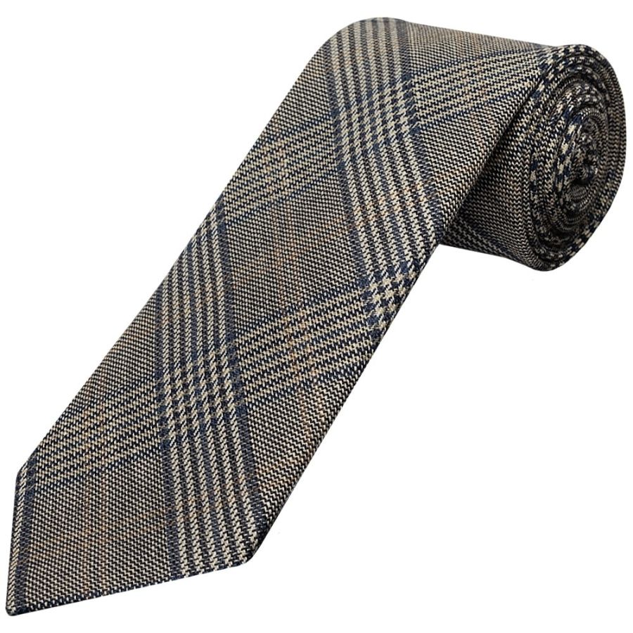 Mens Grey Prince of Wales Classic Tie and Pocket Square Set