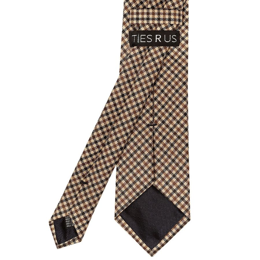 Mens Brown Gingham Classic Tie