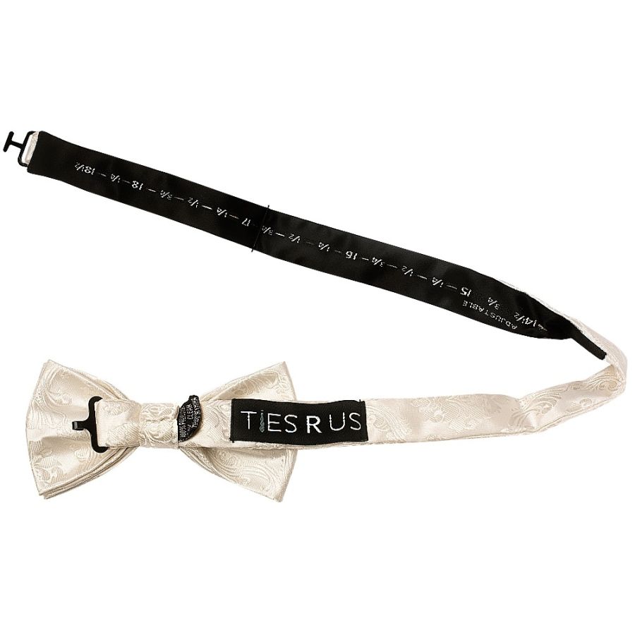 Ivory Paisley Handmade Mens Bow Tie