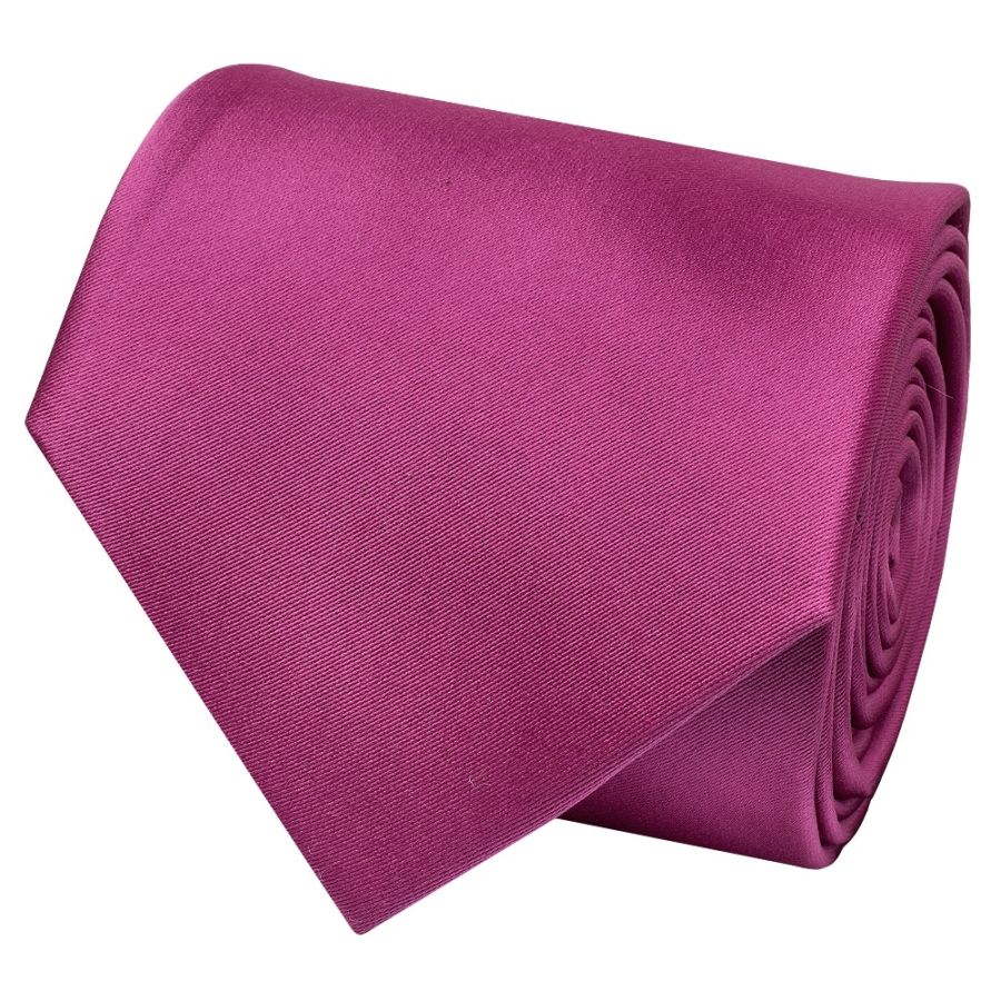Plain Fuchsia Pink Satin Classic Men's Tie