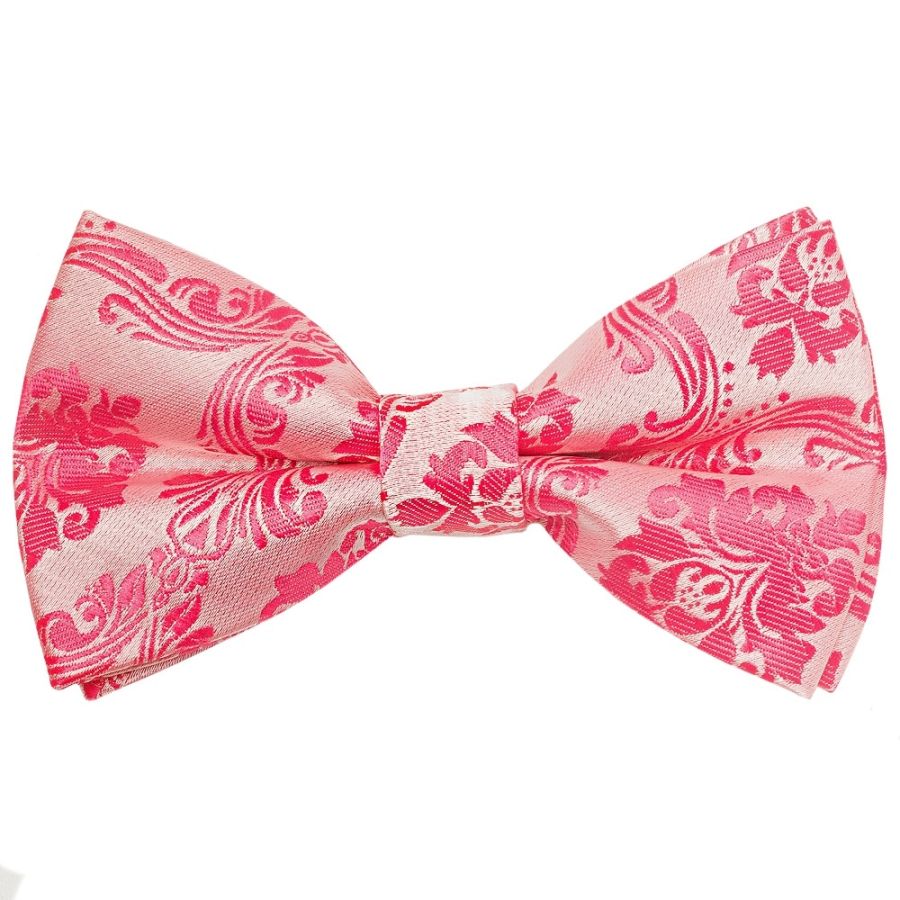 Pre Tied Light Coral Paisley Boys Bow Tie Age 8-11