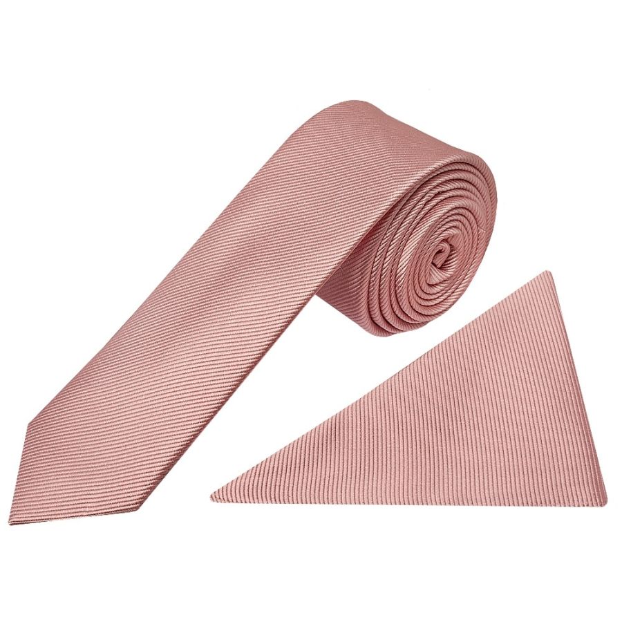 Dusty Rose Silk Twill Boys Tie and Pocket Square Set