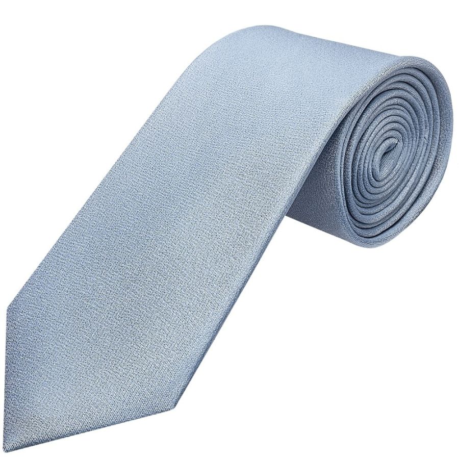Plain Dusty Blue Silk Classic Men's Tie and Pocket Square Set
