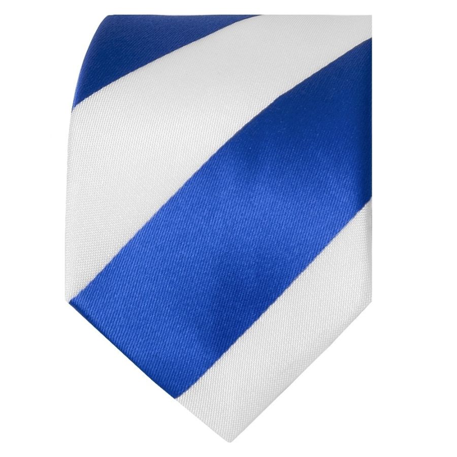 Blue and White Striped Skinny Boys Football Tie