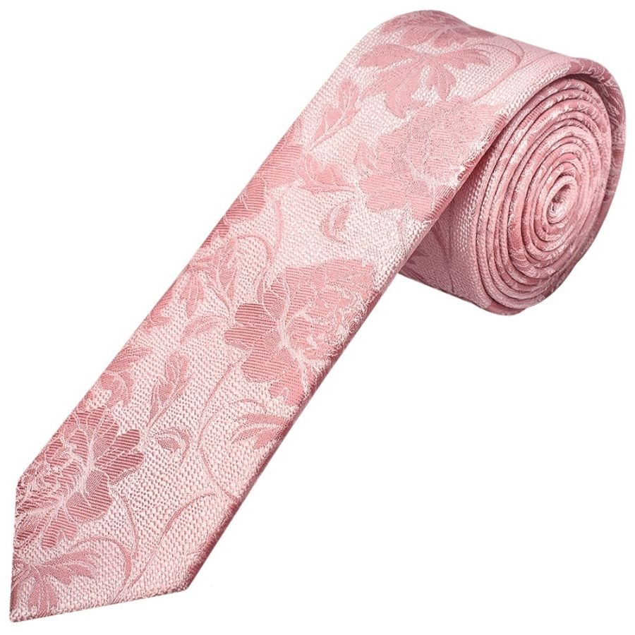 Rose Flower Skinny Men's Tie and Pocket Square Set