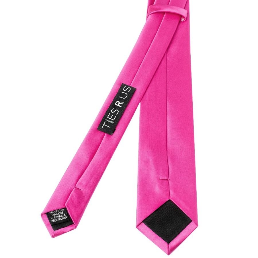 END OF SEASON STOCK Plain Cerise Pink Satin Skinny Men's Tie