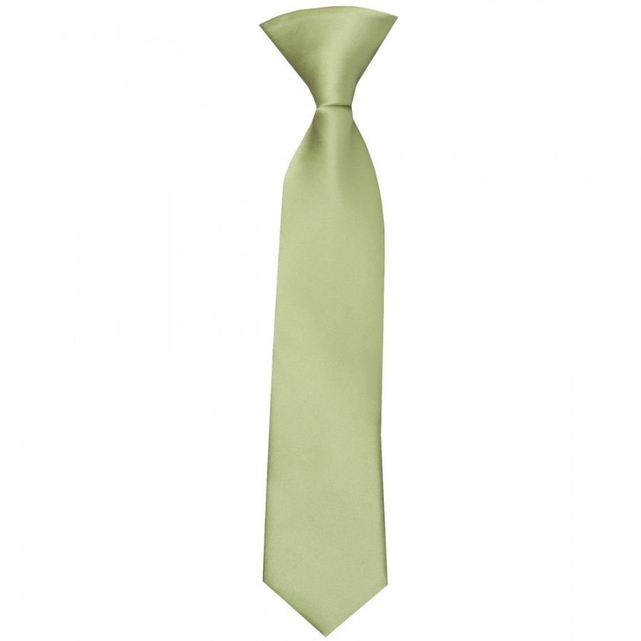 Pre Tied Sage Green Satin Boys Tie Age 4-7
