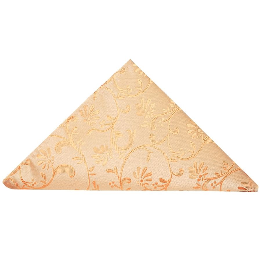 Peach Floral Men's Cravat Tie and Pocket Square Set