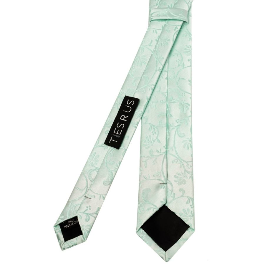Mint Green Floral Skinny Boys Tie