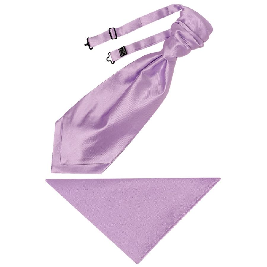 Lavender Satin Men's Cravat Tie and Pocket Square Set