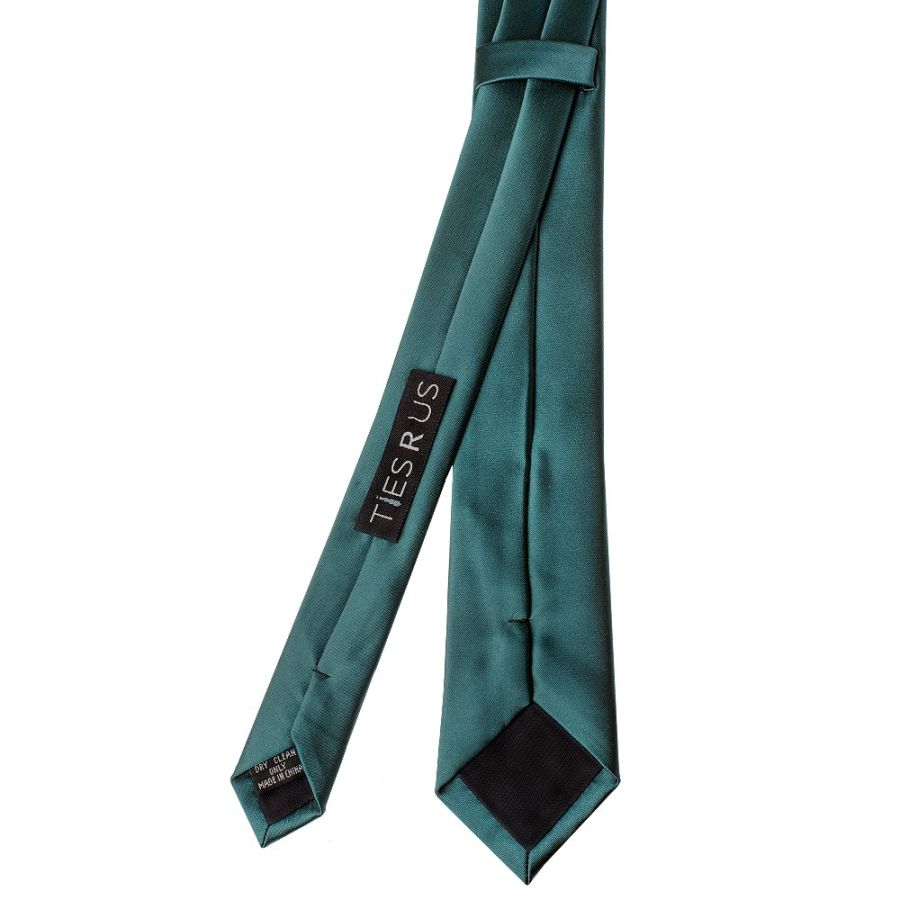 Plain Dark Teal Satin Skinny Men's Tie and Pocket Square Set