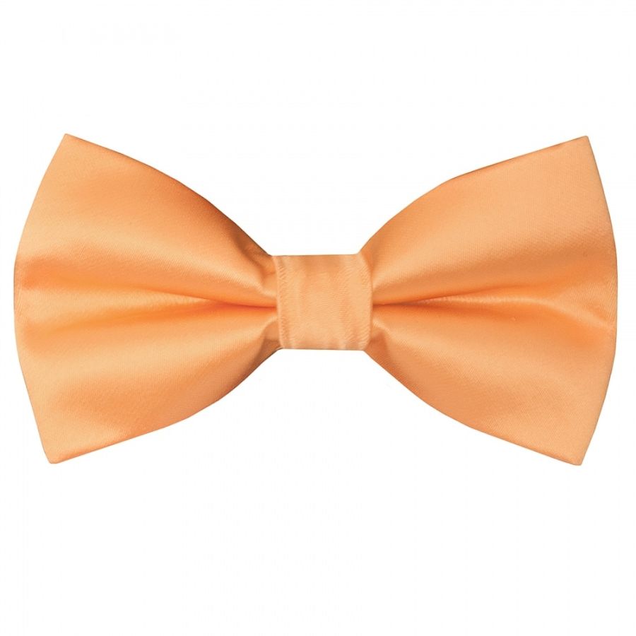Pre Tied Peach Satin Boys Bow Tie and Pocket Square Set