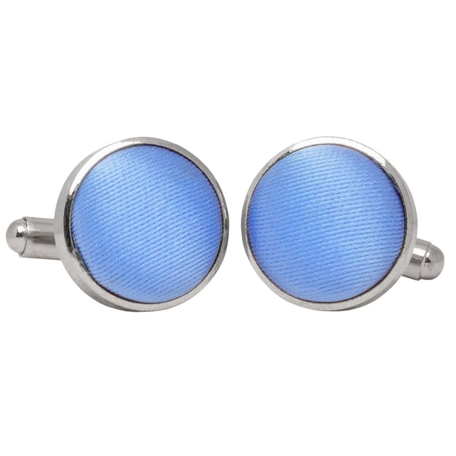 Plain Steel Blue Satin Cufflinks