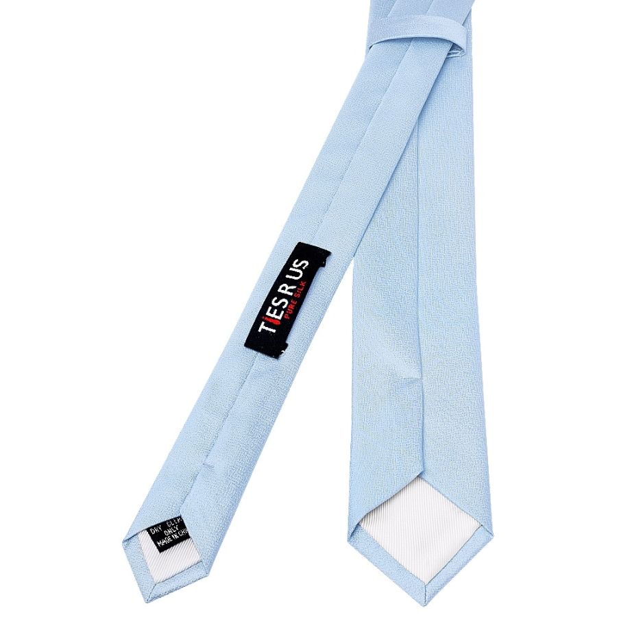Plain Light Blue Silk Skinny Boys Tie