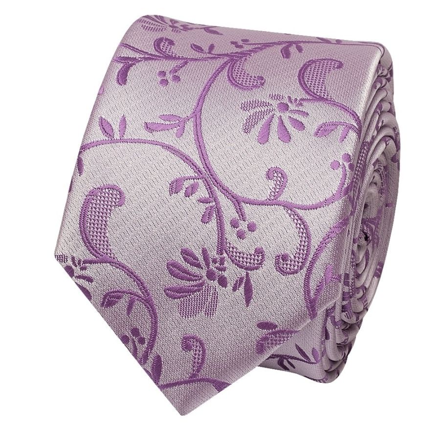 Lilac Floral Skinny Men's Tie
